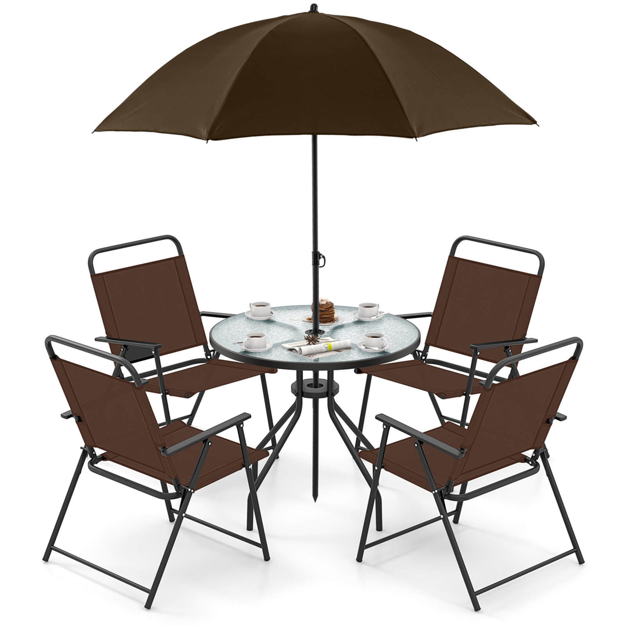 George Oliver Patiojoy 6 Pcs Patio Dining Set With Tilt Umbrella | Wayfair