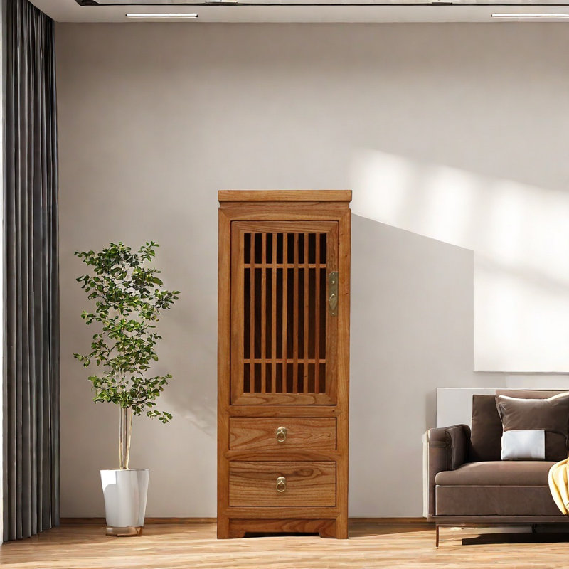 Armoire d'appoint New Chinese Old Elm Zen, Brun