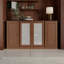 Buffet 100% bois massif 65 po avec portes en verre massif givré, 2 tiroirs et tablettes réglables-1726405226