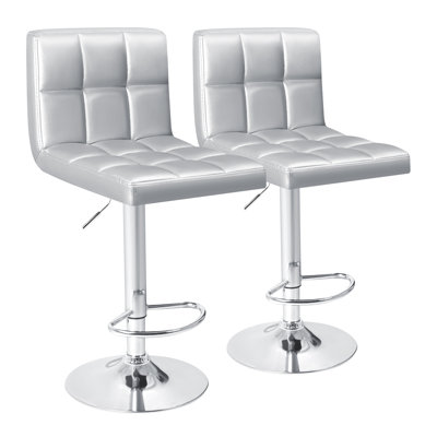Swivel Upholstered Adjustable Height Counter Stool with Metal Frame