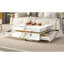 Table basse moderne carrée texturée en marbre avec 4 tiroirs et base suspendue, blanc, 43,3 po