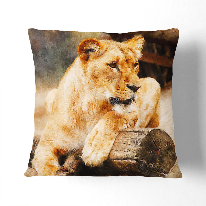 Lioness Square Throw Cushion, 55cm H x 55cm W x 20cm D