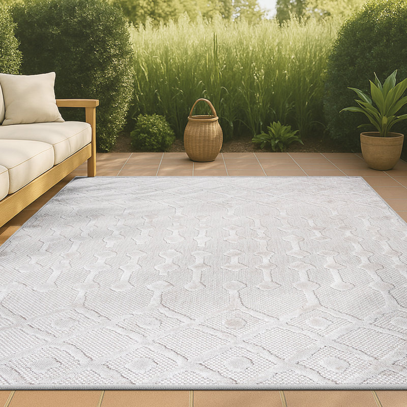 Tapis ivoire intérieur / extérieur Annalee, Rectangle 3 pi 11 po x 6 pi