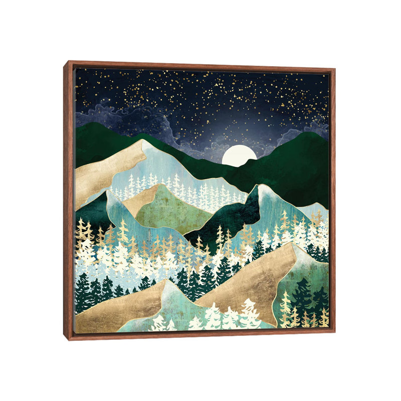 Printemps nuit - impression, H 26 po x l 26 po x P 1,5 po, Cadre flottant brun