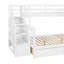 Lit superposé simple au-dessus de double en L avec escalier de rangement et tiroirs Eilidhmay-525786232