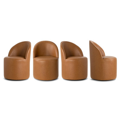 Chaise de salle à manger roulante rembourrée en similicuir entièrement assemblée