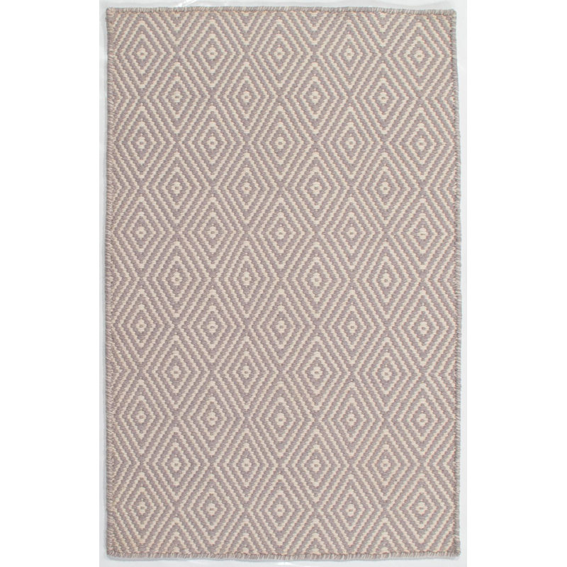Tapis mauve en laine tissé à plat à la main à motif géométrique, Rectangle 9 pi x 10 pi