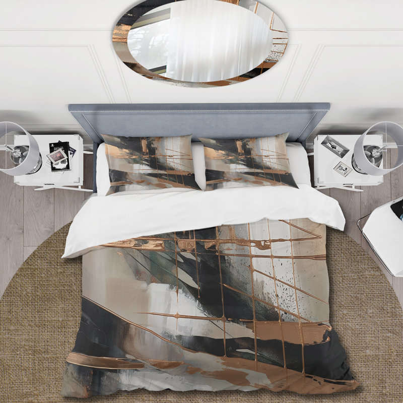 Ensemble de housse de couette abstrait brun et noir Beyond Boundaries III - Abstract