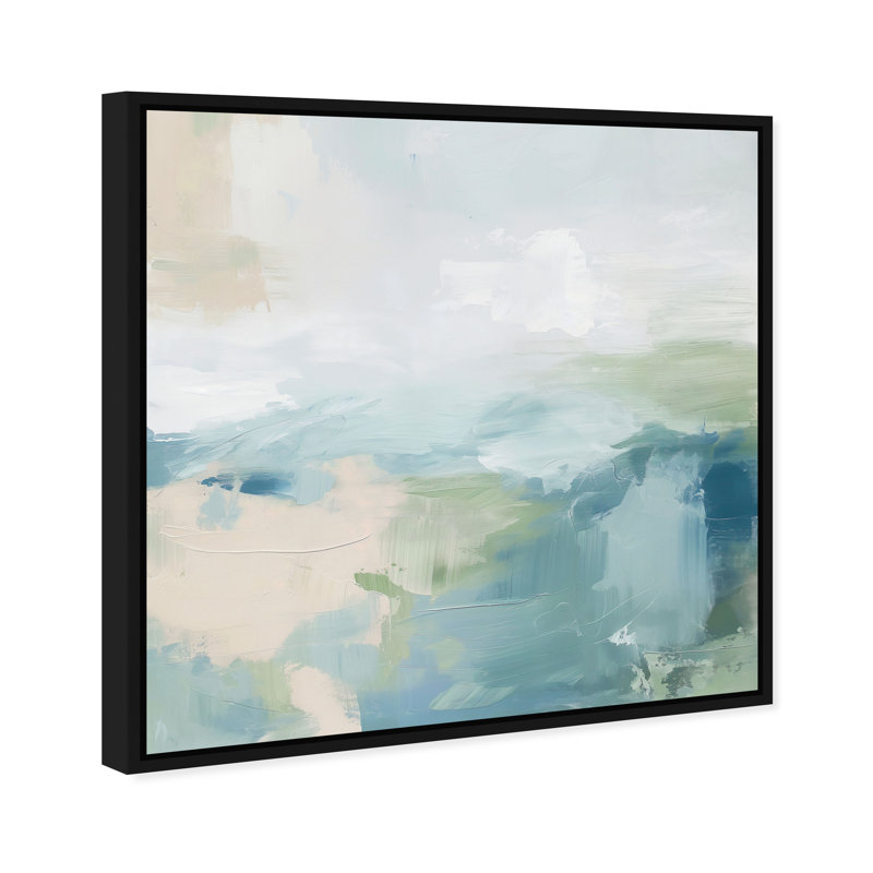Turquoise Echoes I Canvas Abstract Print by Oliver Gal, Black Frame, 12 x 12, 17"H x 17"W, Black Frame