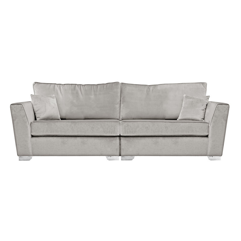 Quade 4 Seater Velvet Sofa, Light Grey