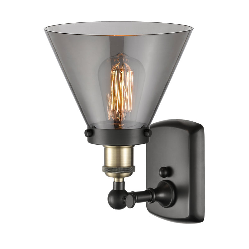 Applique murale 1 lumière 8 po Ballston Urban Cone , Laiton antique noir, DEL, Plaqué couleur fumée