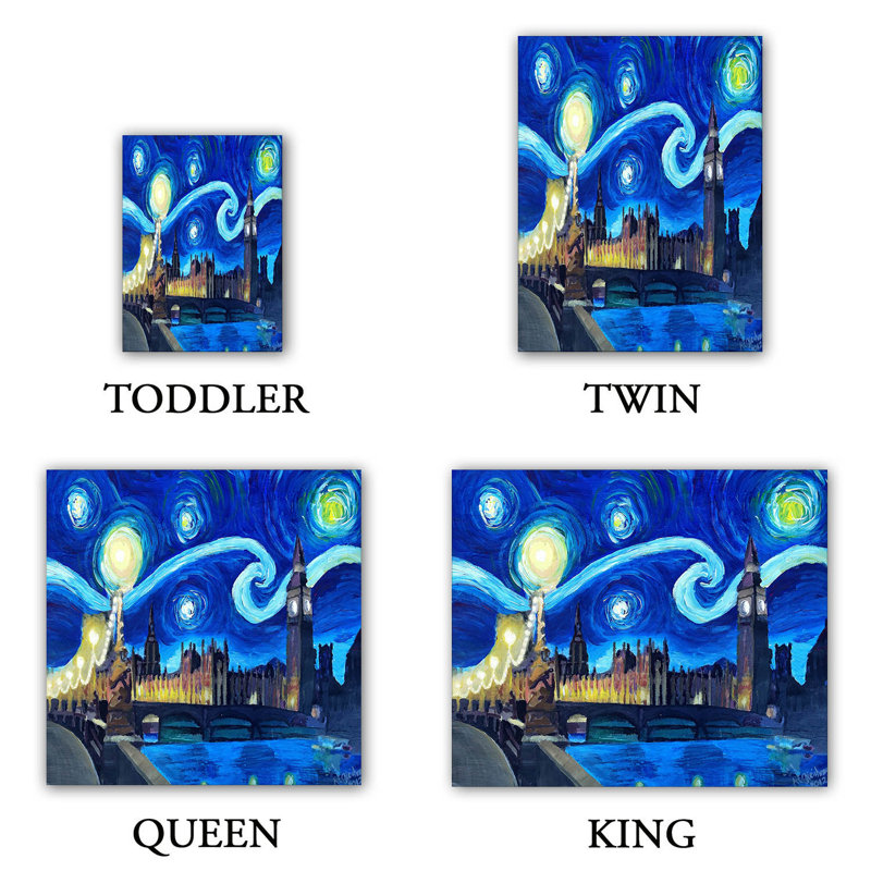 Ensemble de housse de couette starry night london, 1 housse de couette grand + 2 taies standards