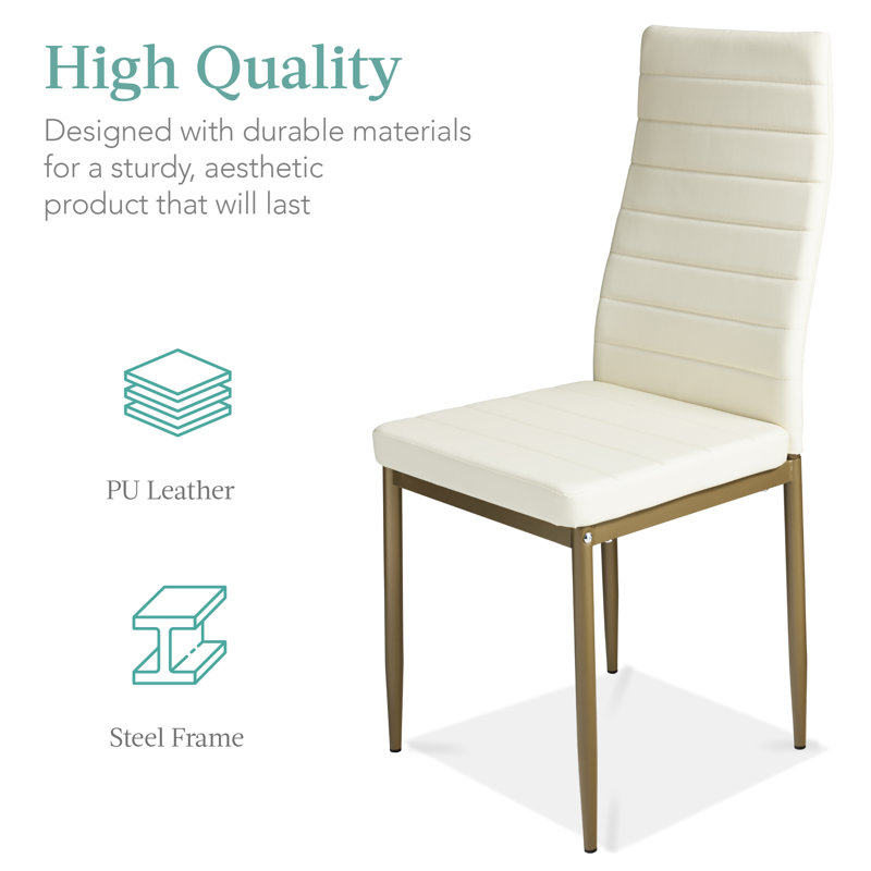 Modern 5-Piece Glass Dining Set with Faux Leather Chairs