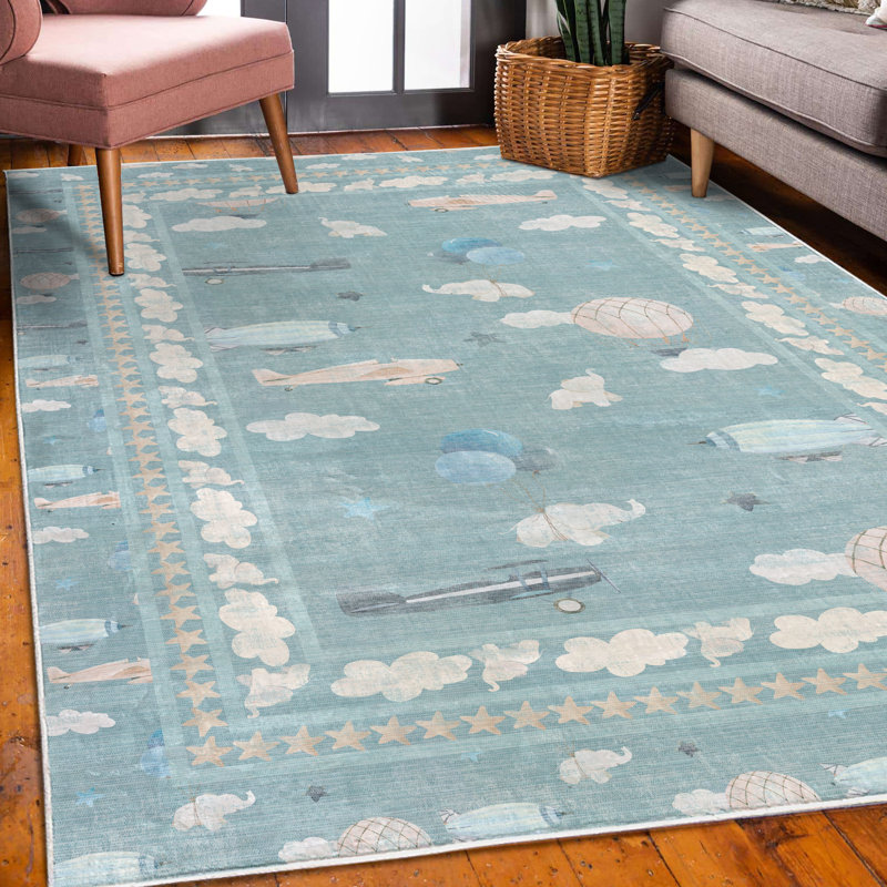 Jiquez Cartoon High Density Long Fiber Poly Threads Decorative Area Rug Carpet, Rectangle 4' x 5'7"
