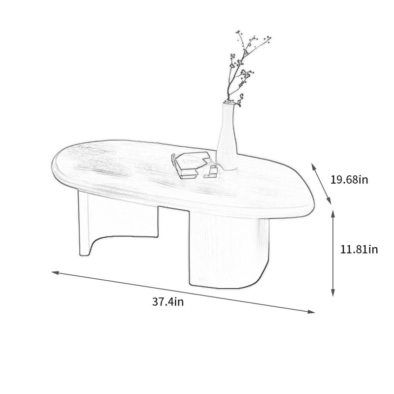 Table basse en bois de frêne en forme de Wabi-sabi