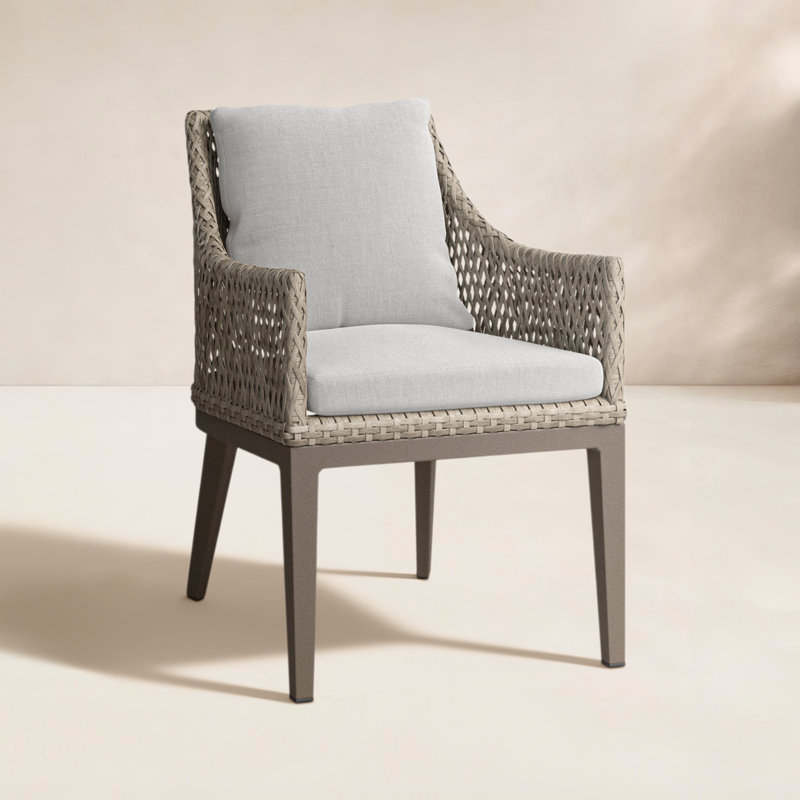 Chaise d'extérieur en osier et aluminium avec coussins gris Grenada