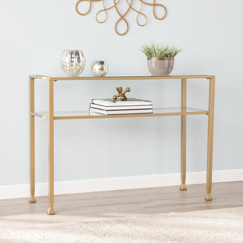 Jaymes Gold Metal And Glass Console Table