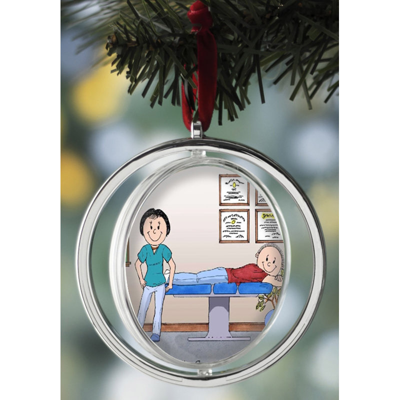 Chiropraticien personnalisé - Ornement de Noël pivotant à double face pour femme, Oui