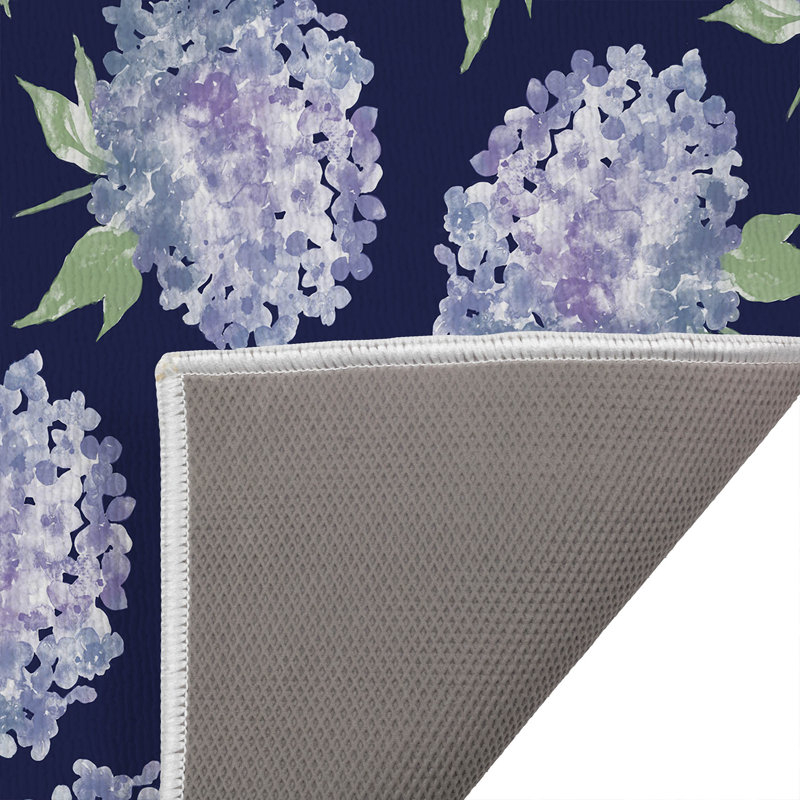 Tapis de bain Hydrangea Love, Simple - L 34 po x l 21 po, Cobalt; cobalt