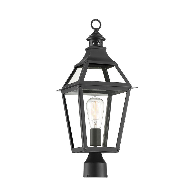 Savoy House Black and Gold Outdoor Post Lantern with Clear Glass