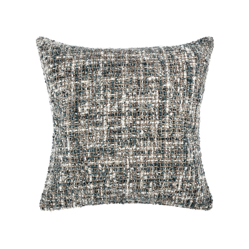 Porter 24" Black and White Woven Cotton Blend Throw Pillow
