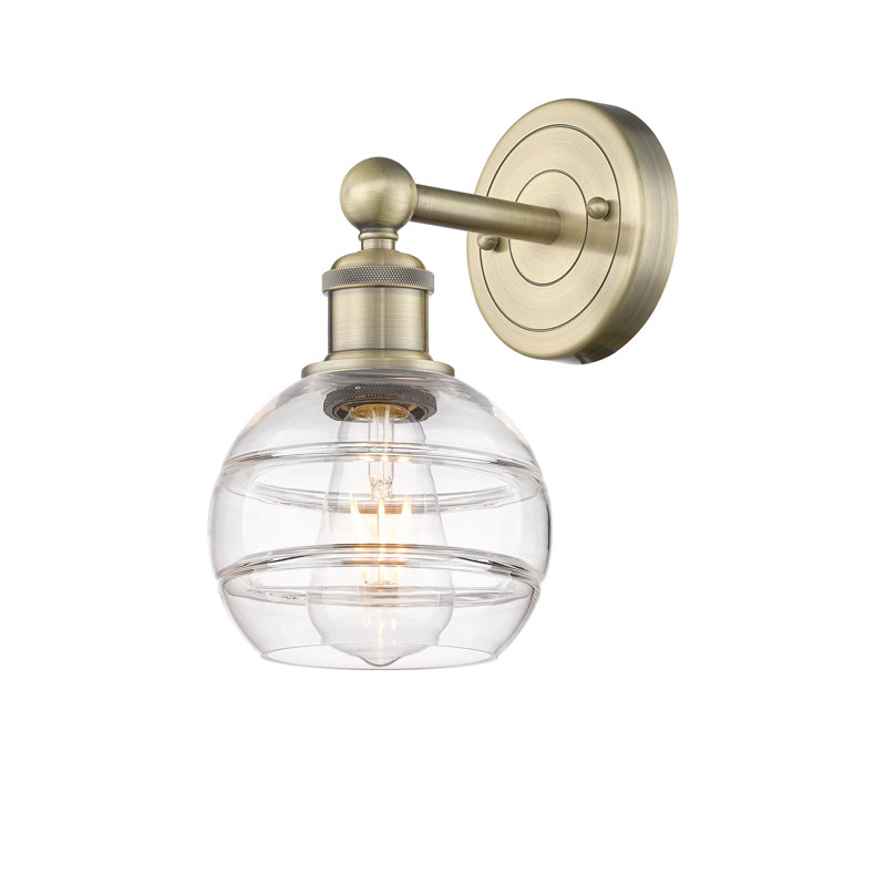 Applique murale 8 lumières Edison Bienes, Transparent, H 10,13 po x l 5,88 po x P 7,44 po, Laiton antique