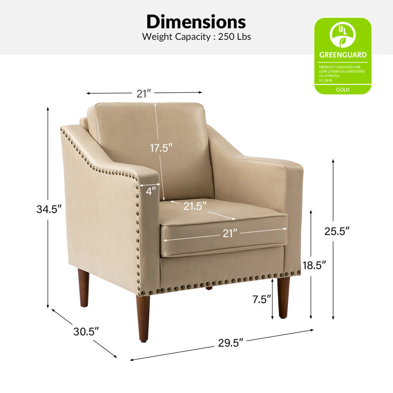 Fauteuil Almetia, Similicuir beige