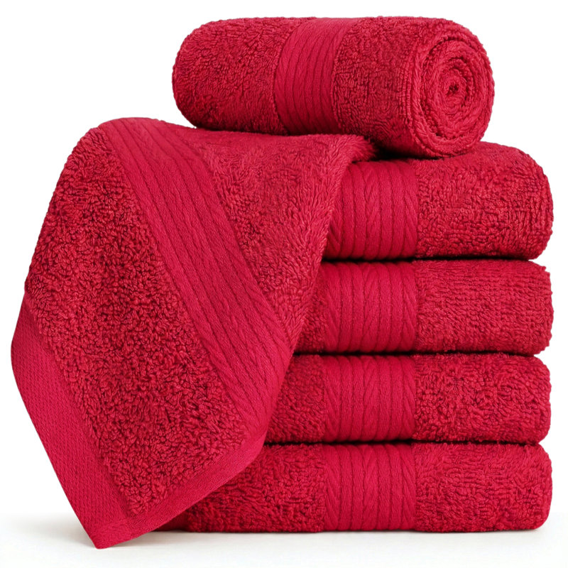 100% Cotton Washcloth 12 x 12 Inch Highly Absorbent, Red