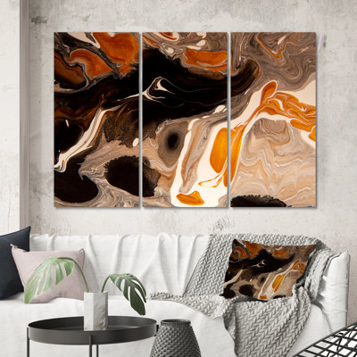 " Orange Grey And Black Marble Landscape I " by Designart 3 - Pieces