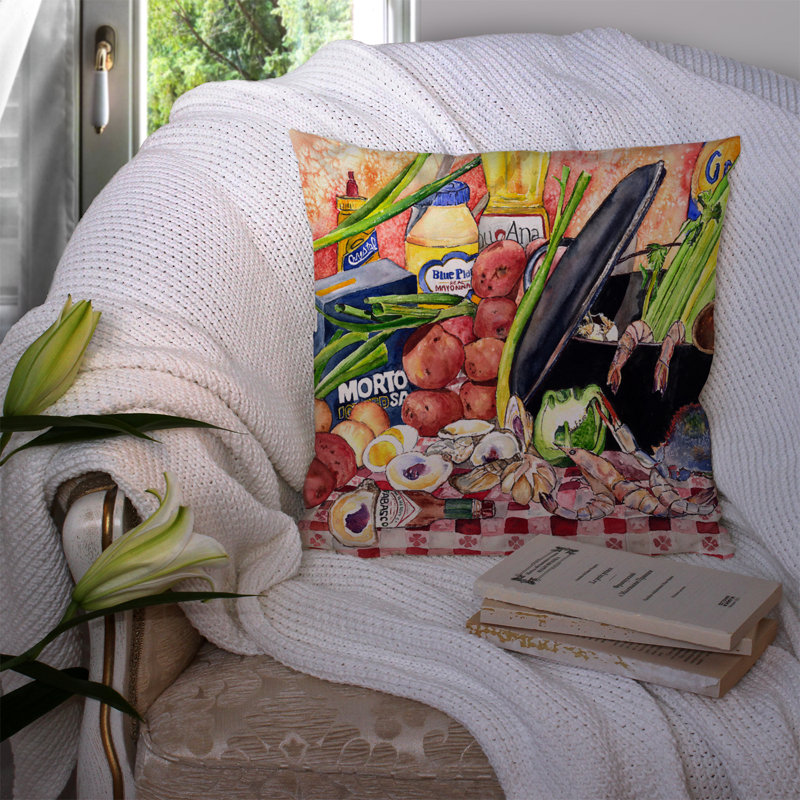 Coussin décoratif d’intérieur/d’extérieur carré en salade de pomme de terre gumbo