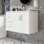 Meuble-lavabo flottant avec lavabo en céramique et tiroirs de rangement-498302468