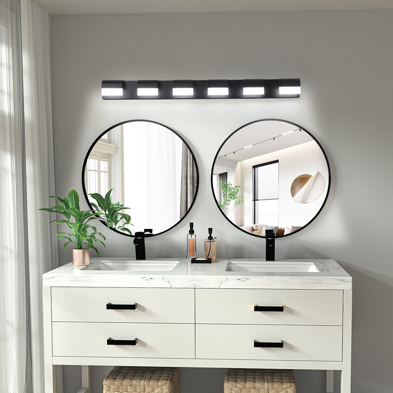 Éclairage pour meuble-lavabo moderne à 6 lumières DEL pour salle de bain Modern, Noir