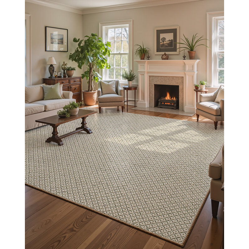 Tapis tressé à la main Natural Jute, Vert, 8 pi x 10 pi