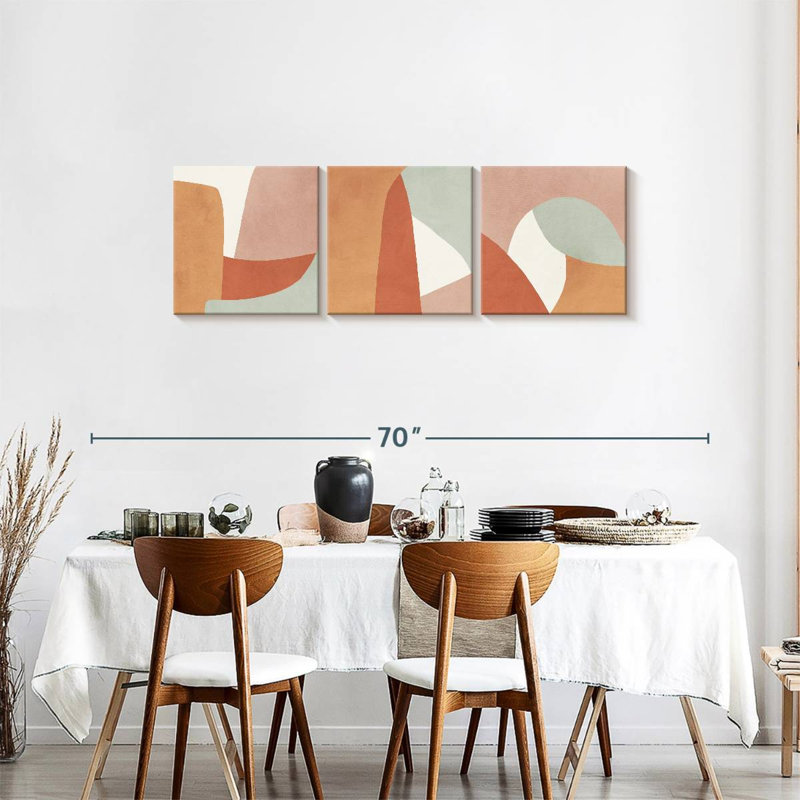 «Boho Neutral Abstract Triptych», reproduction sur toile, H 18 po x l 57 po x P 1,25 po