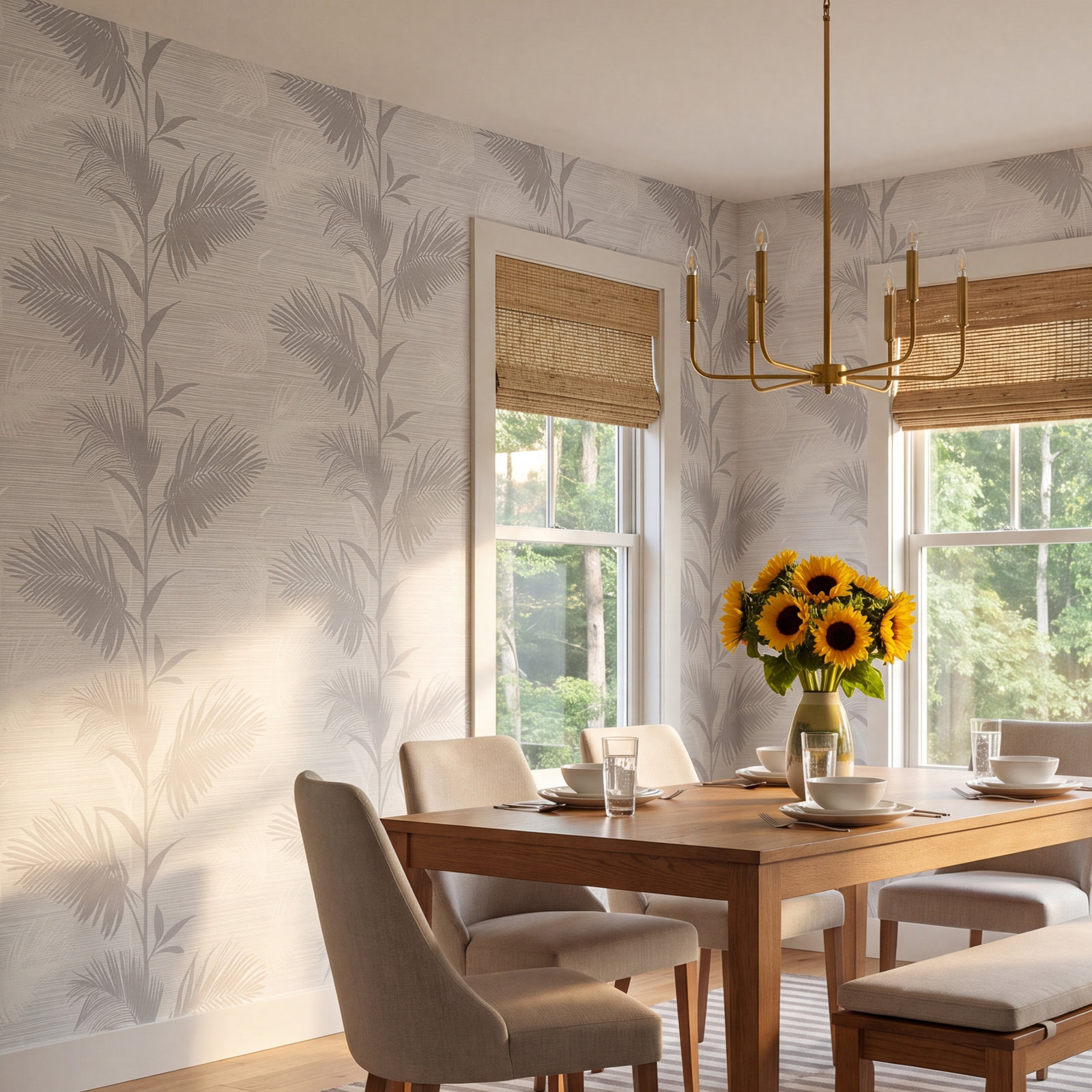Paonia Modern Floral Wallpaper, Gray