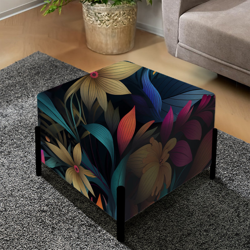 Motif botanique Neon Foliage - repose-pieds carré botanique