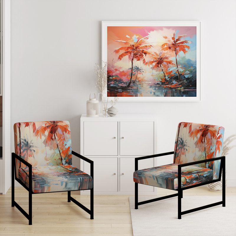 Davidenko - Chaise d'appoint rembourrée Palm Trees, Noir, noir, noir, noir