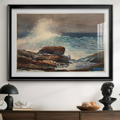 Breaking Wave, Prout's Neck-Winslow Homer, reproduction encadrée avec passe-partout et verre 1887