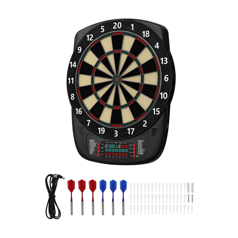 Jeu de fléchettes électronique avec écran ACL de pointage, cible de 34 cm (13,5 pouces), 43 jeux pour jusqu'à 8 joueurs, 6 fléchettes et 50 pointes souples incluses.