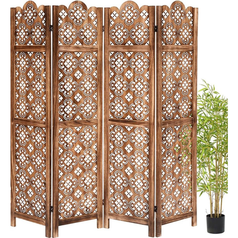 Paravent en bois sculpté, paravents pliables pour la séparation de pièces Bureau à domicile Jardin Terrasse, 4