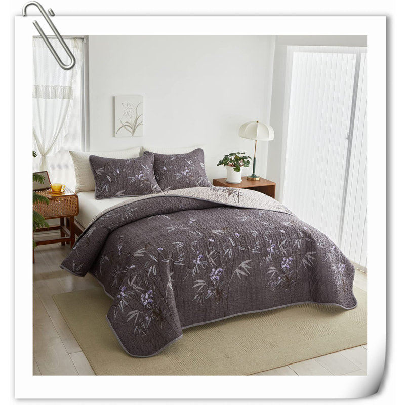 Quilts,3 Pieces Quilt Set, Floral Reversible Bedspread Coverlet Set, Soft Microfiber Lightweight Bed Cover For All Season