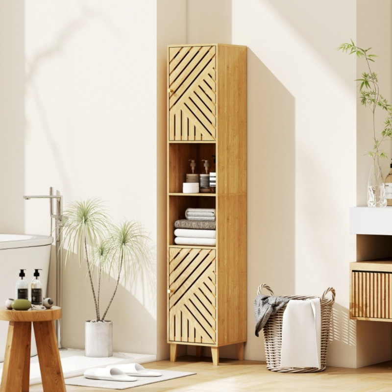 Bamboo Bathroom Cabinet - Natural Finish