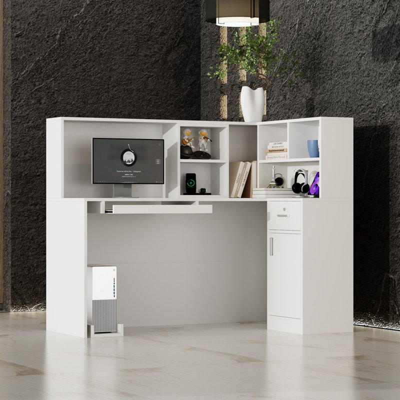 Bureau de réception moderne avec rangement et design polyvalent, Marbrage