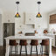Vintage Pendant Light with Yellow-Green Gradient Glass Shade, Walnut Wood and Matte Black Metal, Adjustable Height 12''-85'', ETL Listed