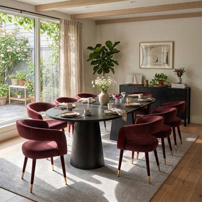 Ensemble de table de salle à manger extensible Modern 47 "à 83" avec chaises rembourrées en velours