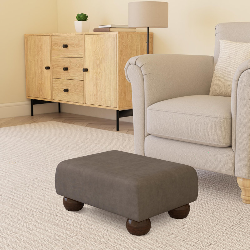 Autryville Wood Bun Feet - Fabric, Mahogany, Asphalt Dark Grey, Velvet
