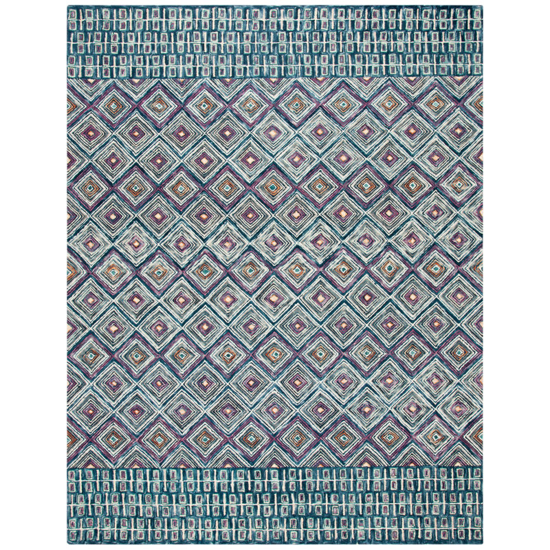 Tapis géométrique en laine touffeté à la main Deyoung, Rectangle 9 pi x 12 pi