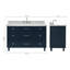 ARIEL Monroe 54 Single Sink Bathroom Vanity with Carrara Quartz Top-559027418-559027423-600647835