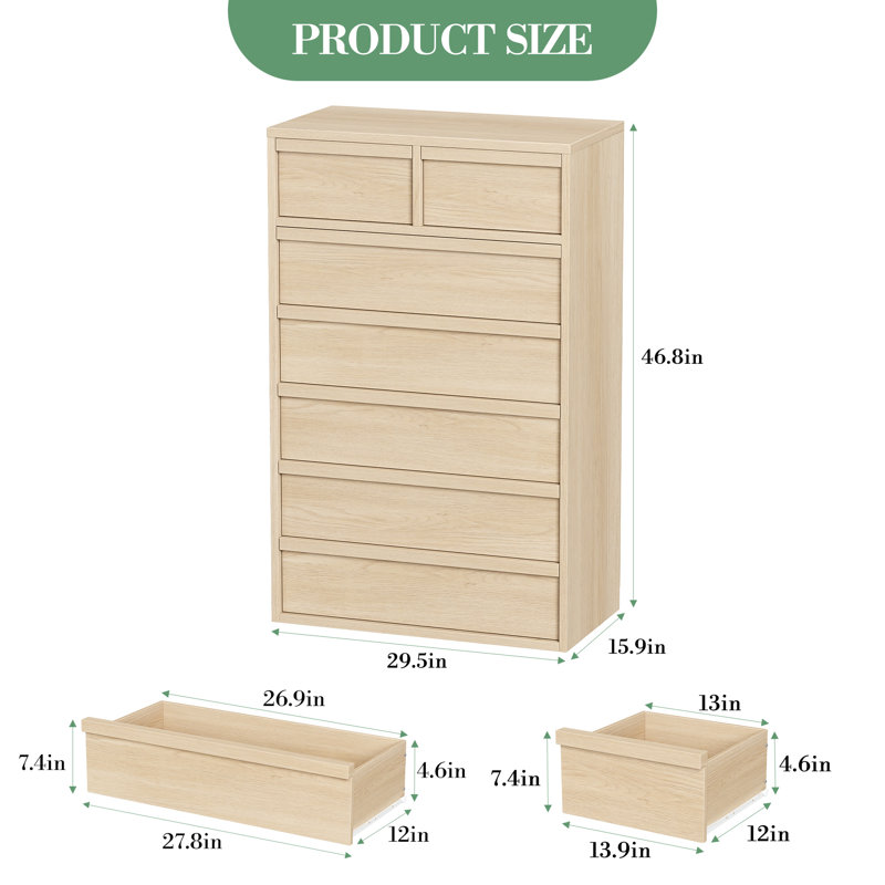 Drawer Dresser for Bedroom, Modern Chest of Drawers Tall with Large Drawers Storage
