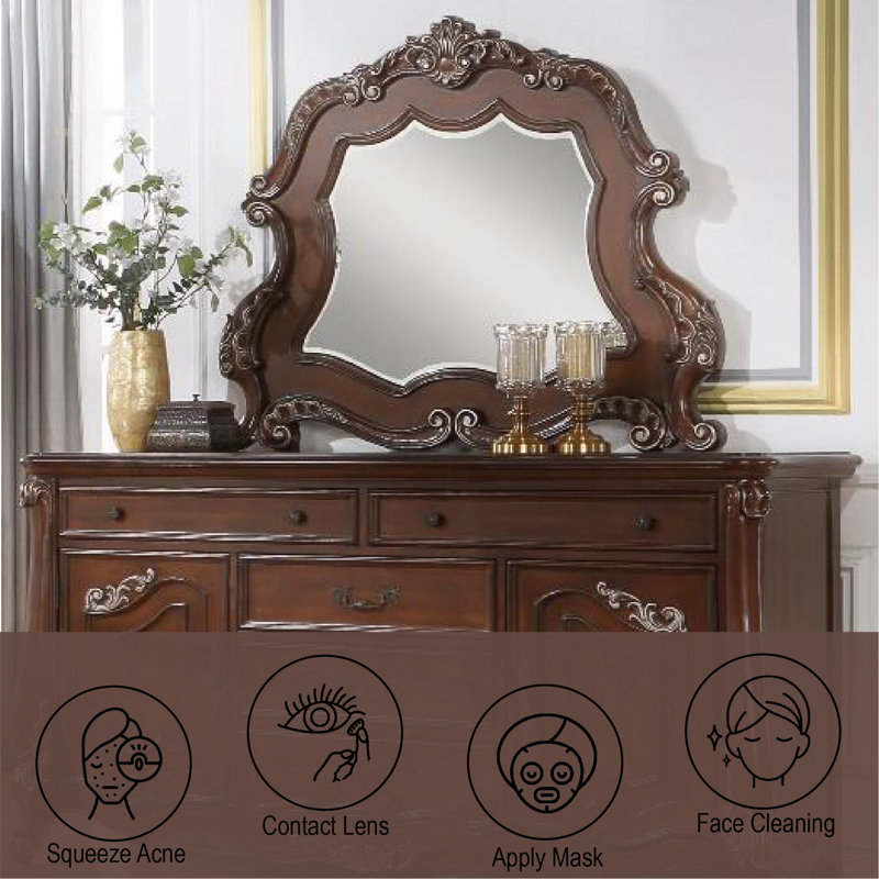 Miroir exquis sculpté à volutes avec finition luxueuse pour n'importe quelle pièce